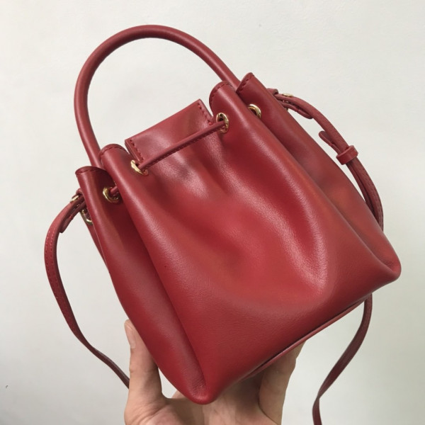 HOT SALE BURBERRY BMonogram Motif Leather Bucket Bag