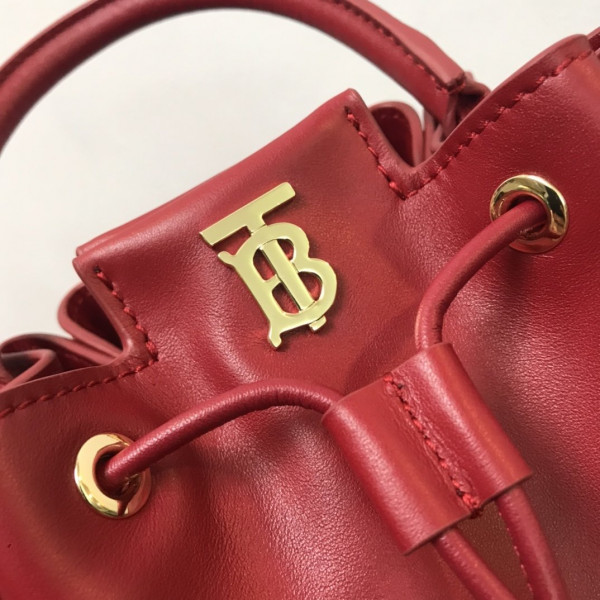 HOT SALE BURBERRY BMonogram Motif Leather Bucket Bag