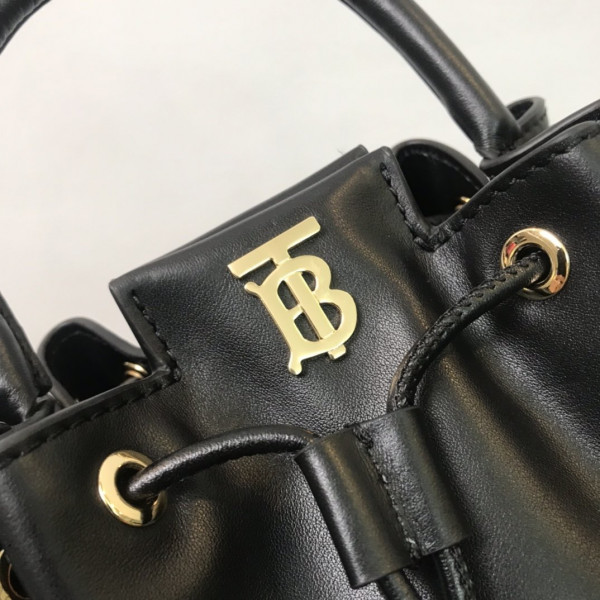 HOT SALE BURBERRY BMonogram Motif Leather Bucket Bag