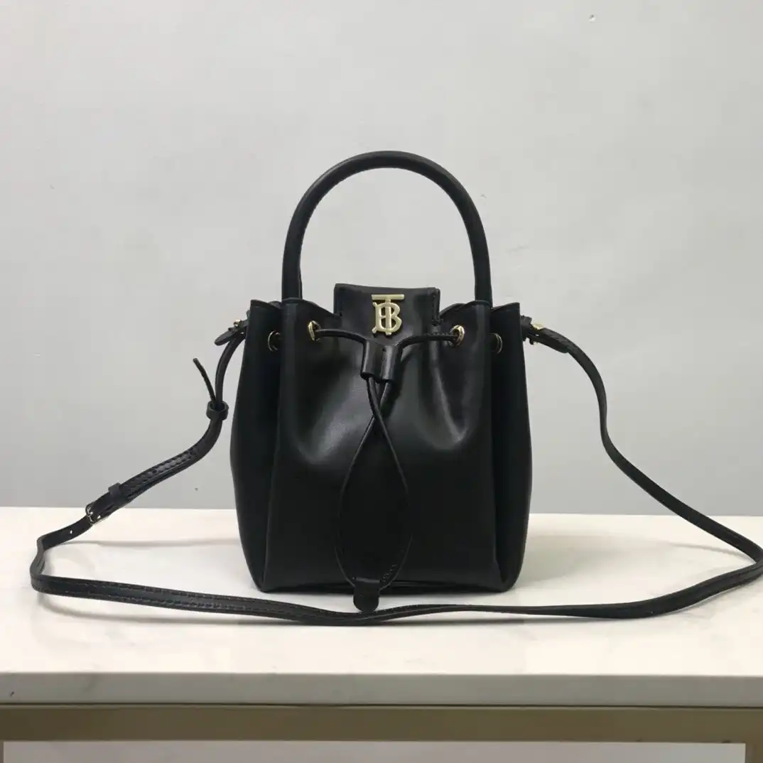 BURBERRY BMonogram Motif Leather Bucket Bag