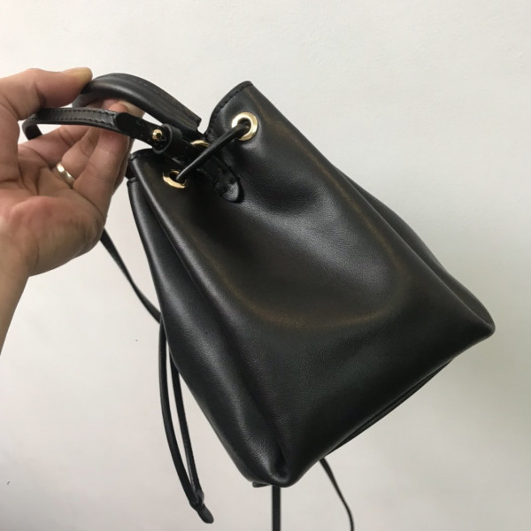 HOT SALE BURBERRY BMonogram Motif Leather Bucket Bag