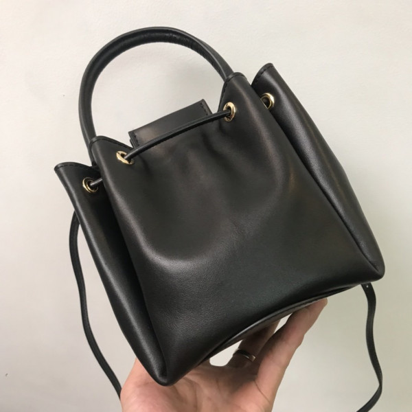 HOT SALE BURBERRY BMonogram Motif Leather Bucket Bag