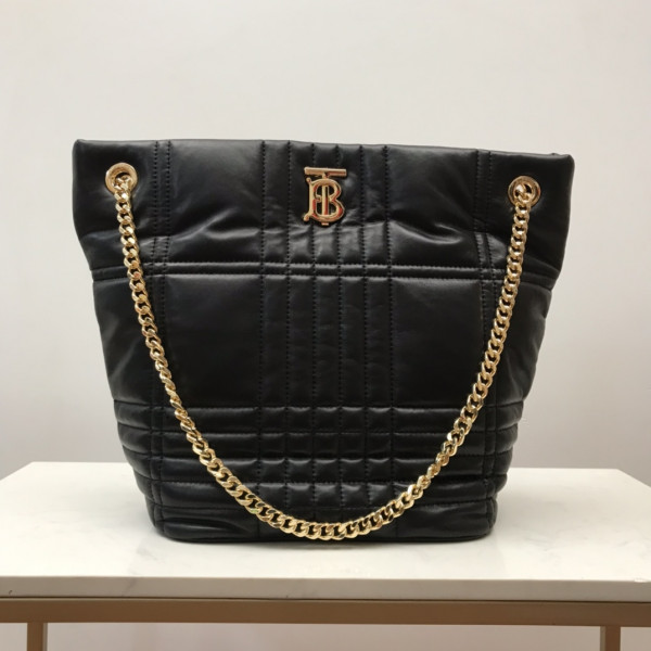 HOT SALE BURBERRY Medium Quilted Lambskin Lola Bucket Bag