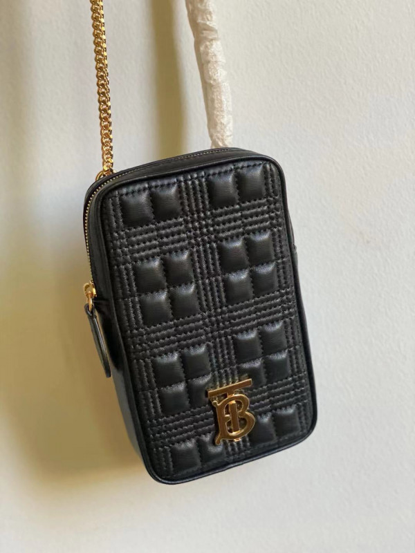 HOT SALE BURBERRY Quilted Lambskin Lola Pouch with Chain Strap