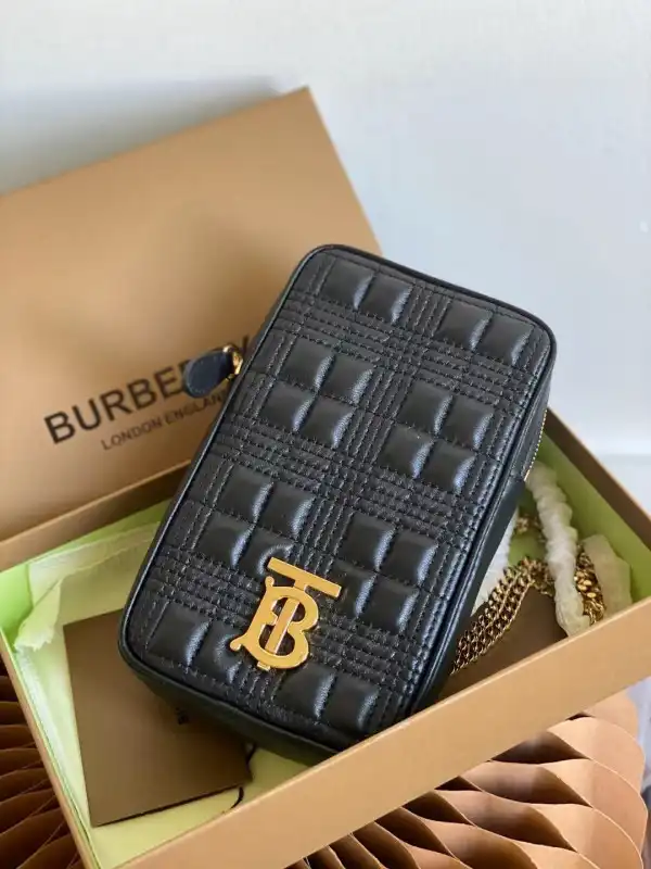 BURBERRY Quilted Lambskin Lola Pouch with Chain Strap