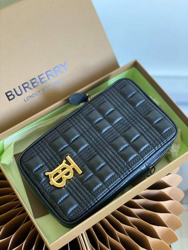 HOT SALE BURBERRY Quilted Lambskin Lola Pouch with Chain Strap