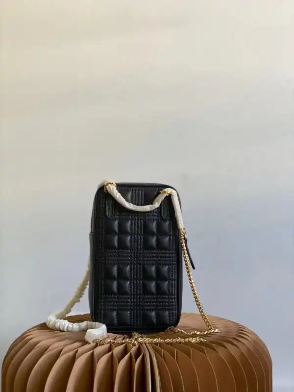 BURBERRY Quilted Lambskin Lola Pouch with Chain Strap