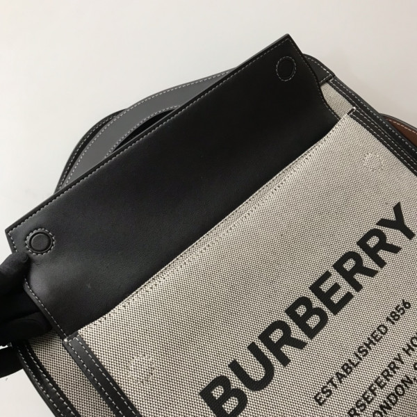 HOT SALE BURBERRY Medium Two-tone Canvas and Leather Pocket Tote