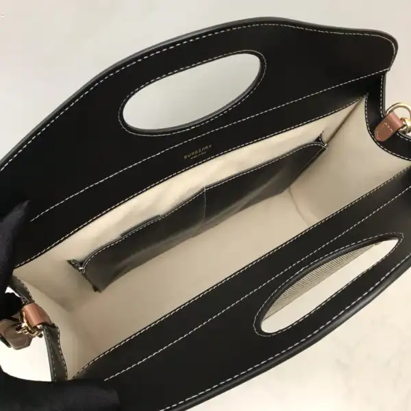 First Bag Ru BURBERRY Medium Two-tone Canvas and Leather Pocket Tote