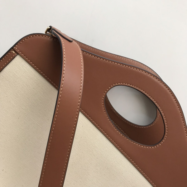 HOT SALE BURBERRY Medium Two-tone Canvas and Leather Pocket Tote