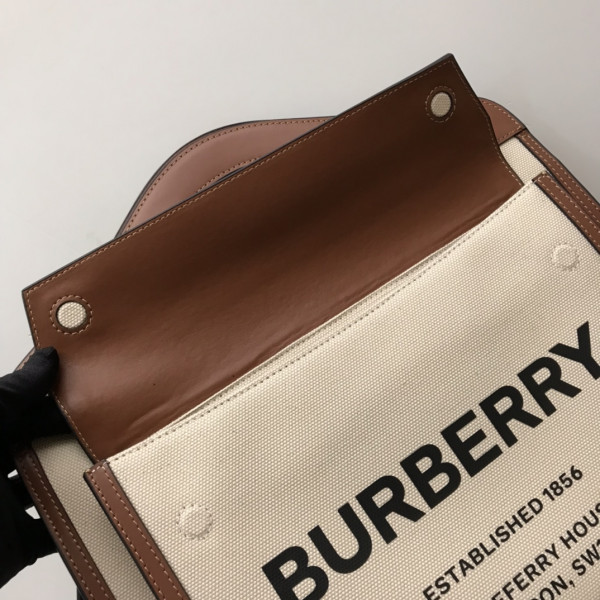 HOT SALE BURBERRY Medium Two-tone Canvas and Leather Pocket Tote