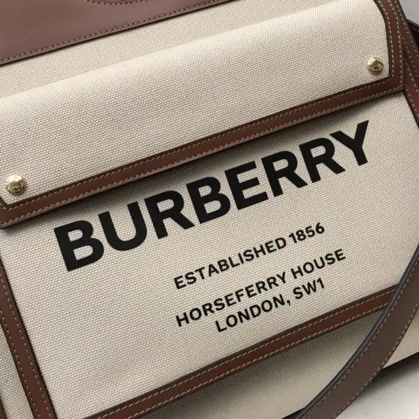 Bagsoffer BURBERRY Medium Two-tone Canvas and Leather Pocket Tote