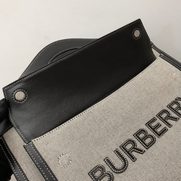 HOT SALE BURBERRY Medium Two-tone Canvas and Leather Pocket Tote