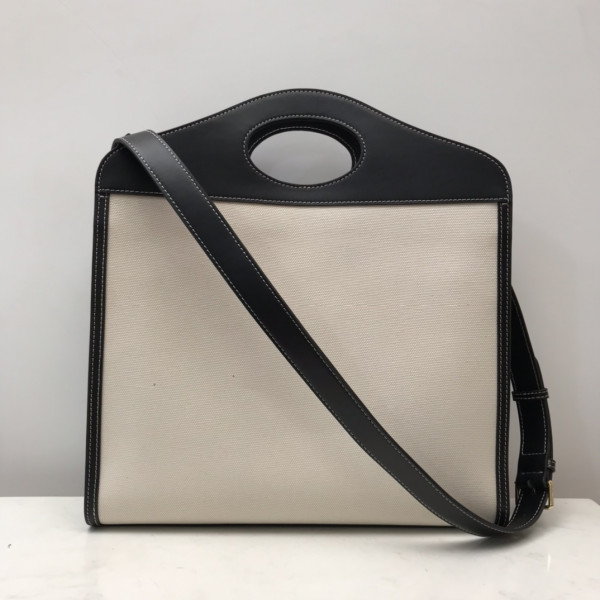 HOT SALE BURBERRY Medium Logo Graphic Canvas and Leather Pocket Bag