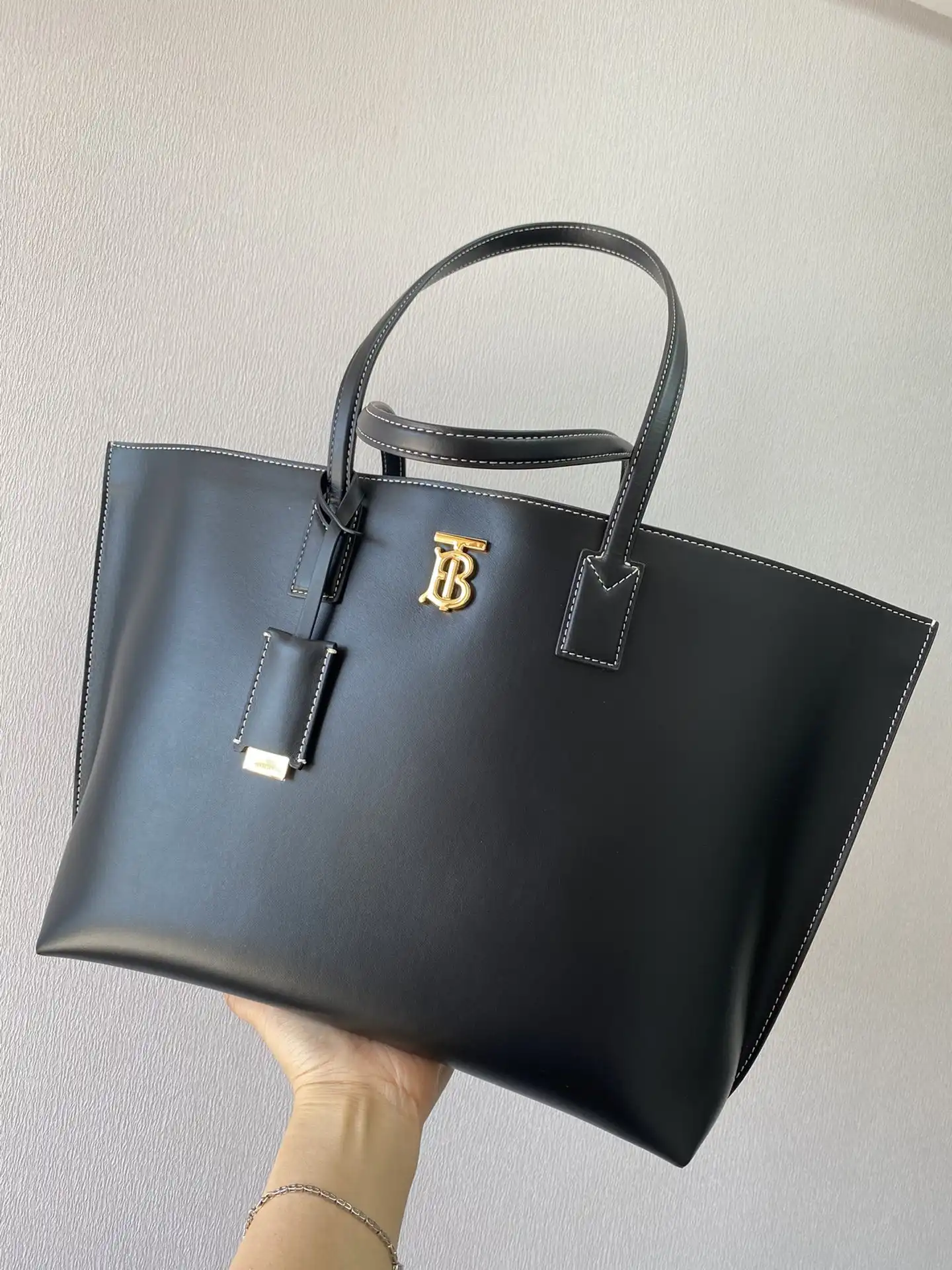 BURBERRY Medium Monogram Motif Leather Tote