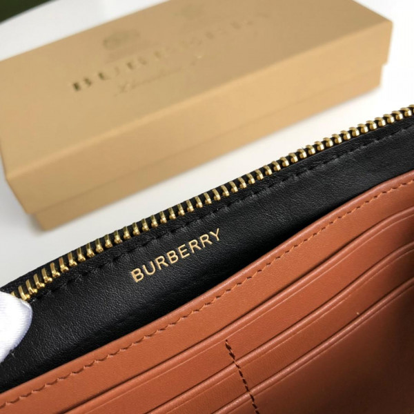 HOT SALE BURBERRY Monogram Stripe E-canvas and Leather Ziparound Wallet