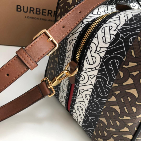 HOT SALE BURBERRY Small Monogram Stripe E-canvas Cube Bag