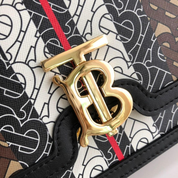 HOT SALE BURBERRY Monogram Stripe E-canvas Note Crossbody Bag