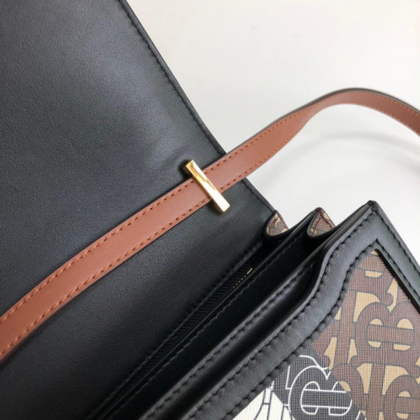 HOT SALE BURBERRY Monogram Stripe E-canvas Note Crossbody Bag