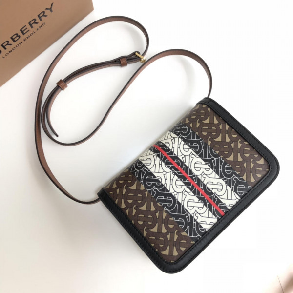 HOT SALE BURBERRY Monogram Stripe E-canvas Note Crossbody Bag