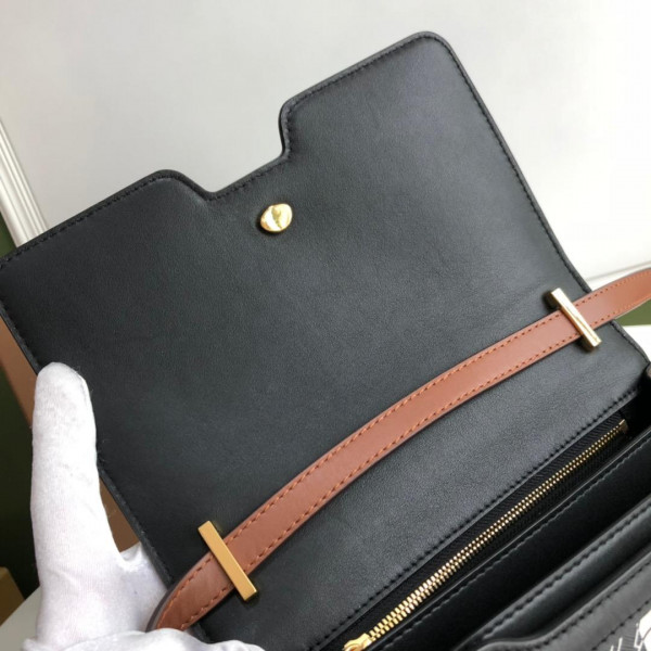 HOT SALE BURBERRY Monogram Stripe E-canvas Note Crossbody Bag