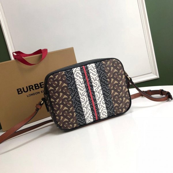 HOT SALE BURBERRY Medium Monogram Stripe E-canvas Camera Bag