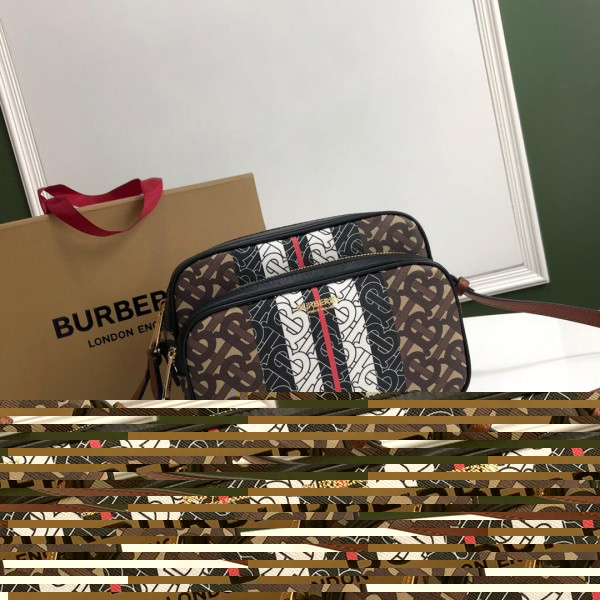 HOT SALE BURBERRY Medium Monogram Stripe E-canvas Camera Bag