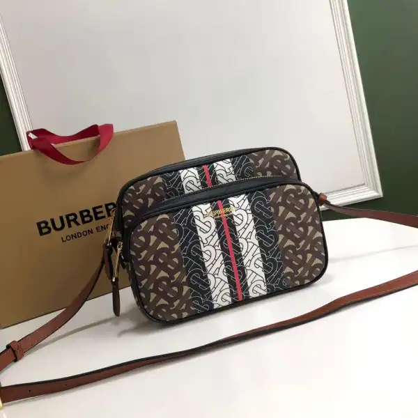 BURBERRY Medium Monogram Stripe E-canvas Camera Bag