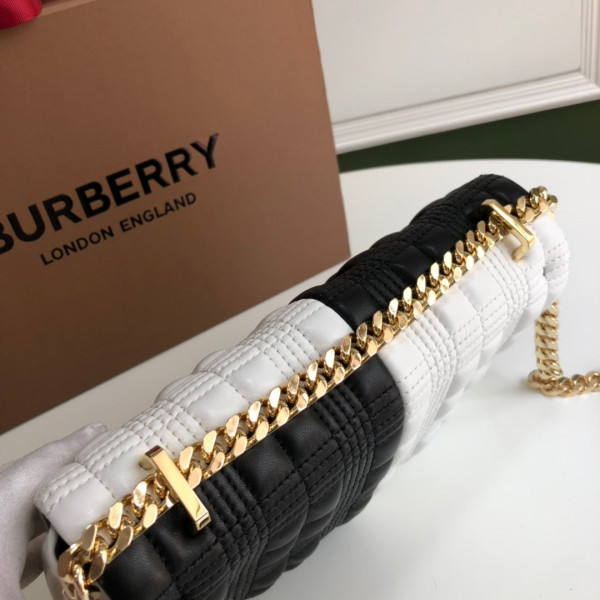 HOT SALE BURBERRY Small Quilted Check Two-tone Lambskin Lola Bag