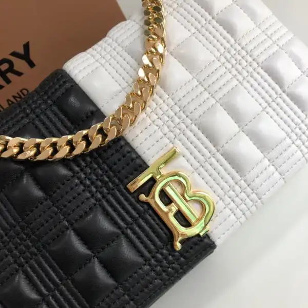 BURBERRY Small Quilted Check Two-tone Lambskin Lola Bag