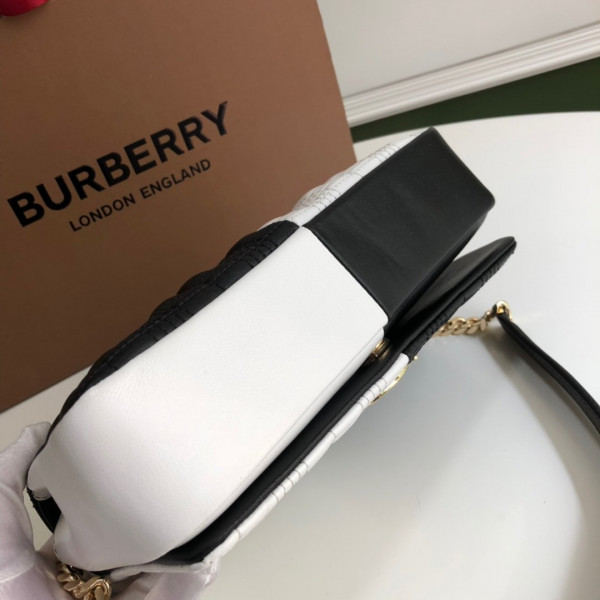 HOT SALE BURBERRY Small Quilted Check Two-tone Lambskin Lola Bag