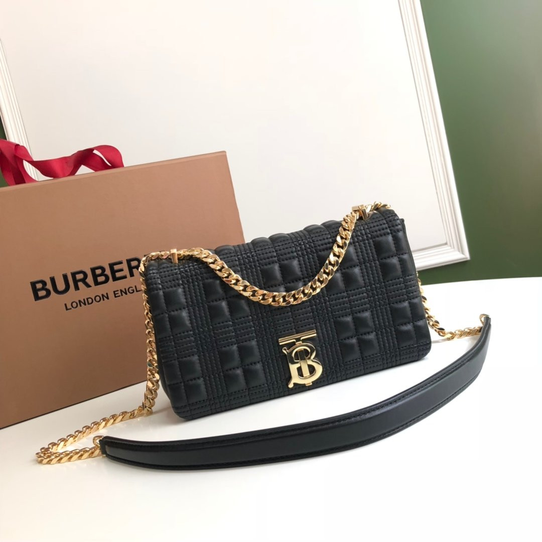 HOT SALE BURBERRY Small Quilted Check Lambskin Lola Bag