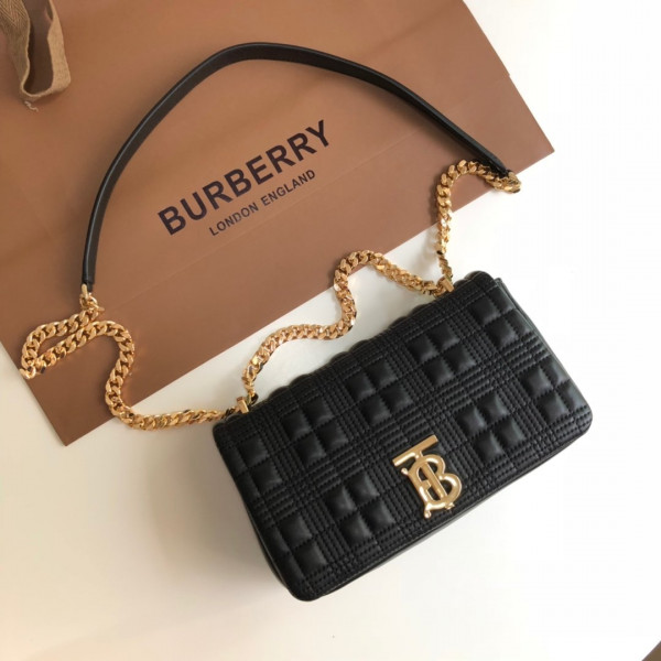 [FREE SHIPPING] BURBERRY Small Quilted Check Lambskin Lola Bag