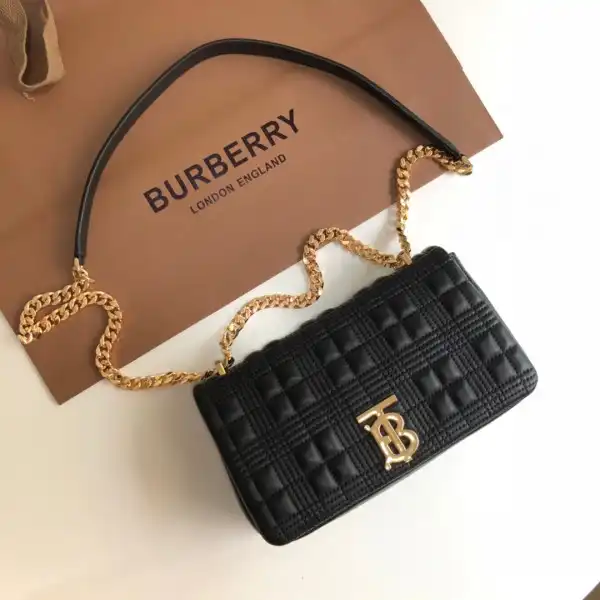 BURBERRY Small Quilted Check Lambskin Lola Bag