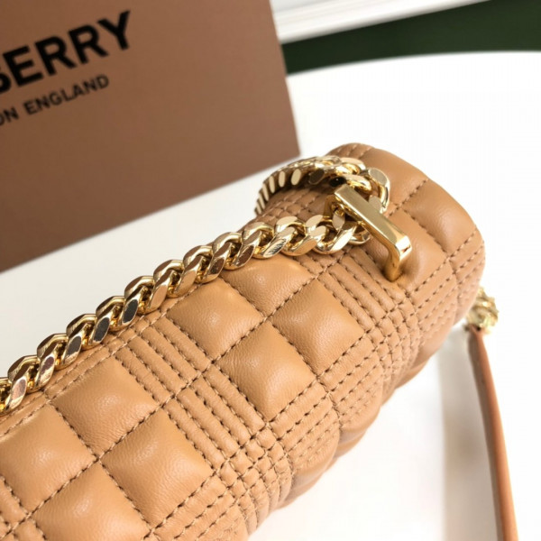 HOT SALE BURBERRY Small Quilted Check Lambskin Lola Bag