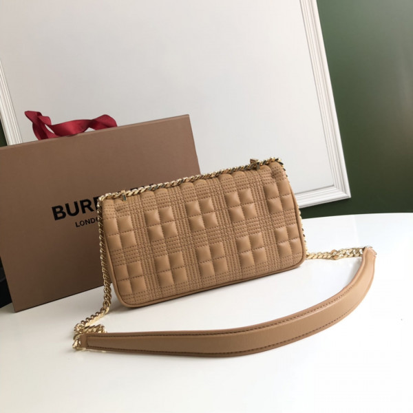 HOT SALE BURBERRY Small Quilted Check Lambskin Lola Bag