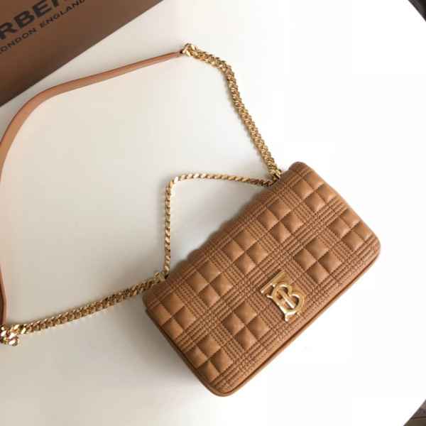 HOT SALE BURBERRY Small Quilted Check Lambskin Lola Bag