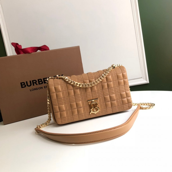 HOT SALE BURBERRY Small Quilted Check Lambskin Lola Bag