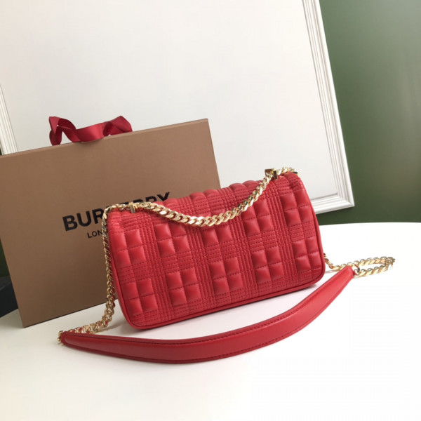 HOT SALE BURBERRY Small Quilted Check Lambskin Lola Bag