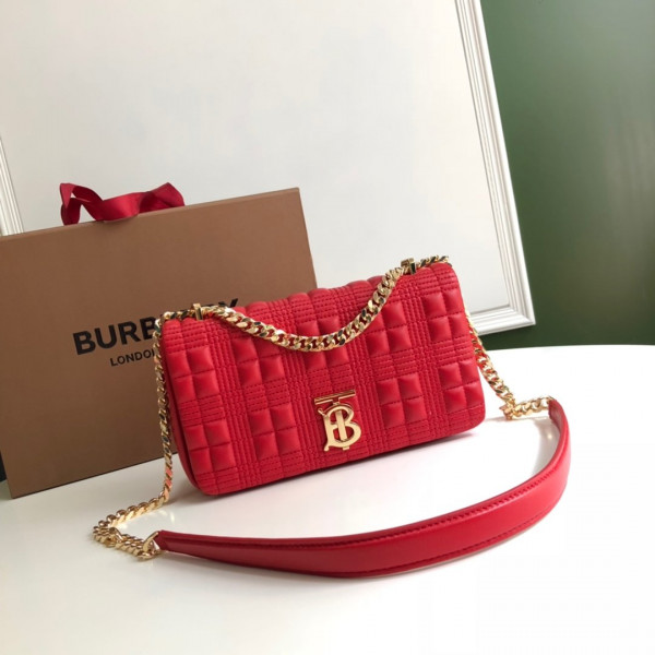 HOT SALE BURBERRY Small Quilted Check Lambskin Lola Bag