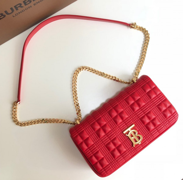 HOT SALE BURBERRY Small Quilted Check Lambskin Lola Bag