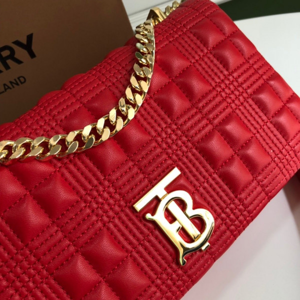 HOT SALE BURBERRY Small Quilted Check Lambskin Lola Bag