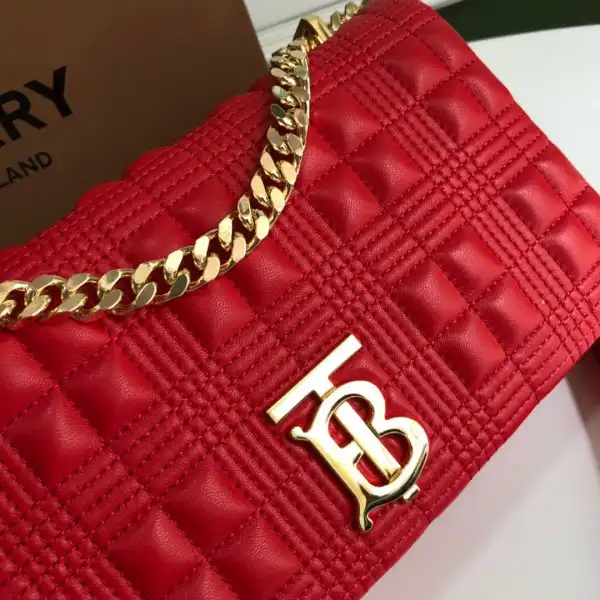 BURBERRY Small Quilted Check Lambskin Lola Bag