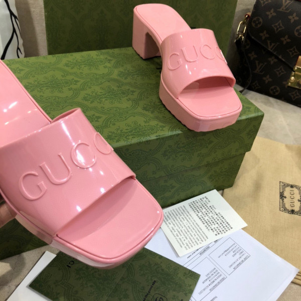 HOT SALE GUCCI Women's rubber slide sandal