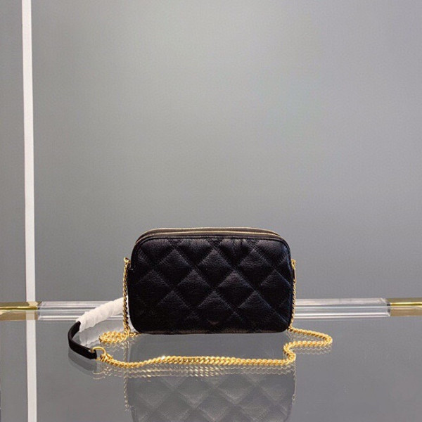 HOT SALE YSL BECKY DOUBLE-ZIP POUCH IN QUILTED LAMBSKIN