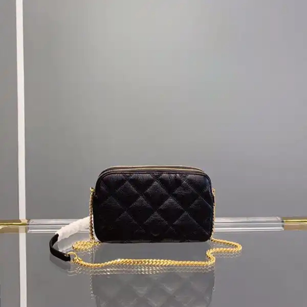 YSL BECKY DOUBLE-ZIP POUCH IN QUILTED LAMBSKIN