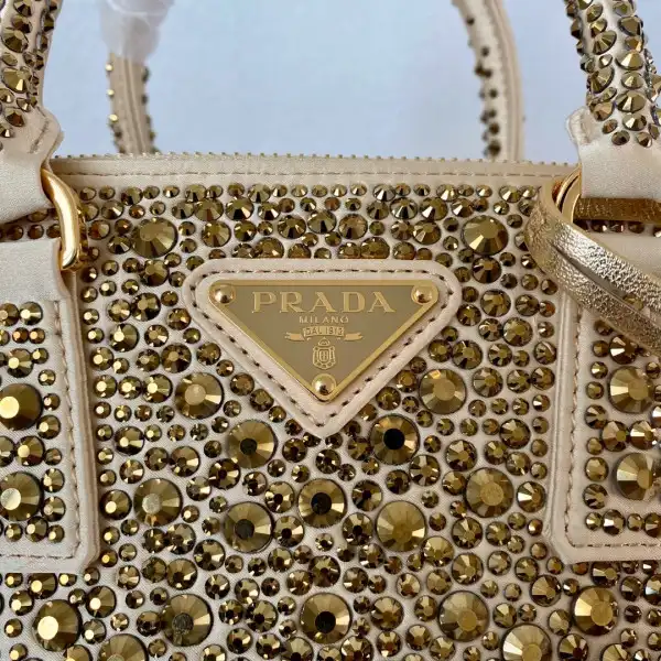 PRADA Galleria satin mini-bag with crystals