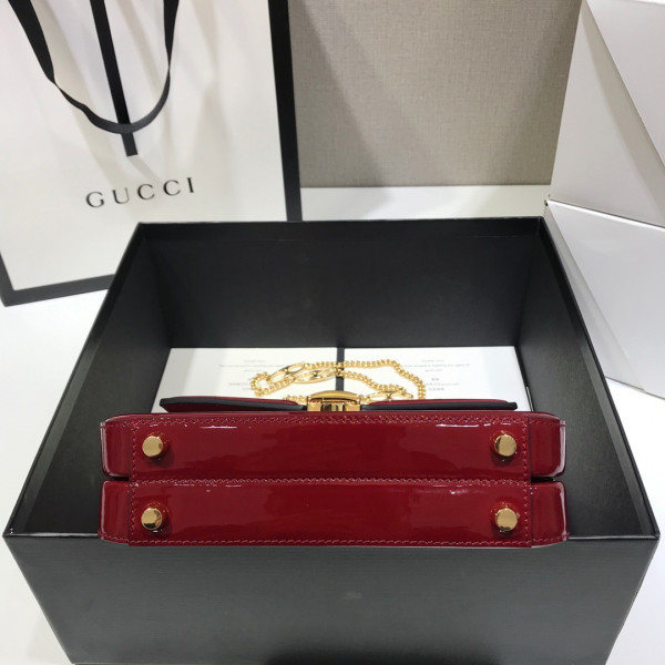 HOT SALE GUCCI Sylvie 1969 patent leather mini top handle bag