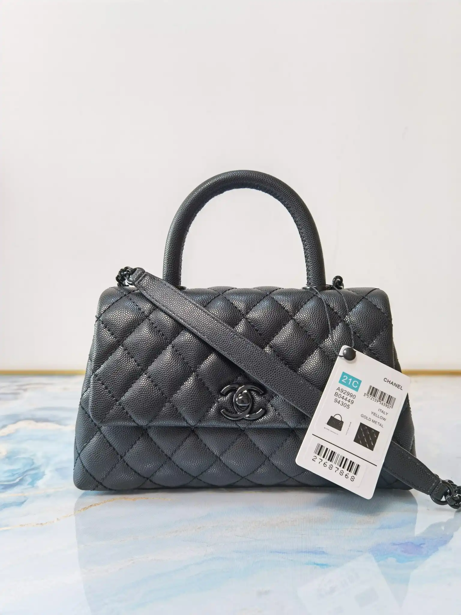 CHANEL FLAP BAG WITH TOP HANDLE