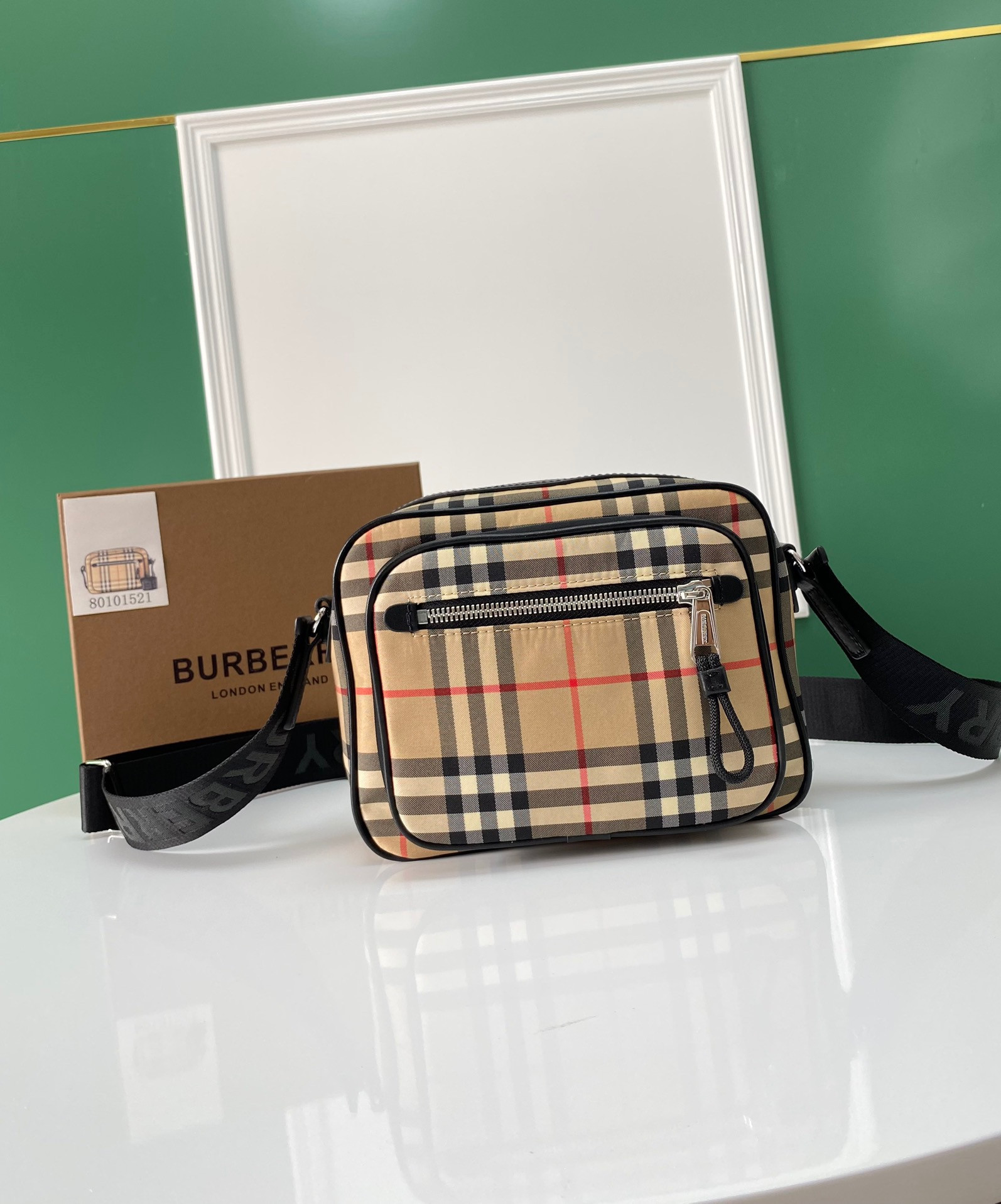 HOT SALE BURBERRY Vintage Check and Leather Crossbody Bag